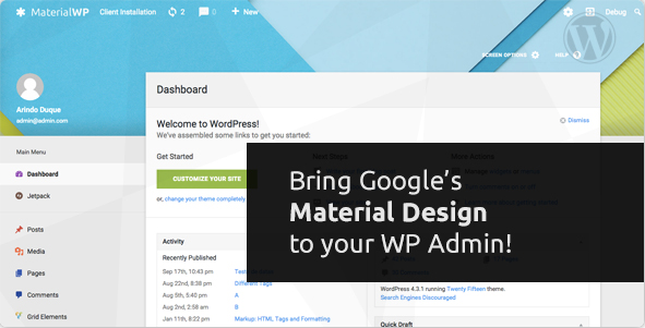 WordPress插件-Material WP V0.0.52汉化版已更新-倾尘SEO 更改WordPress管理界面 Material Design RTL支持-未来资源网